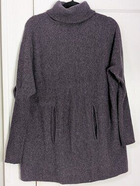 Garnet Hill Oversized Cashmere Wool Turtleneck Sweater Pockets Women's M Purple